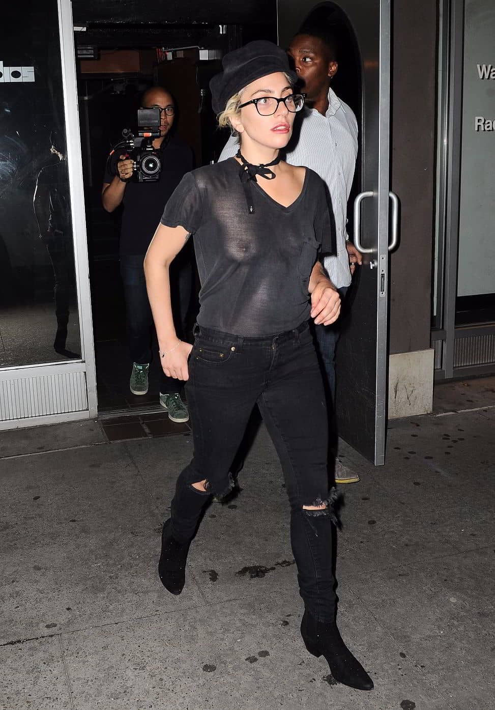 Lady Gaga Braless See Through In NYC (3)